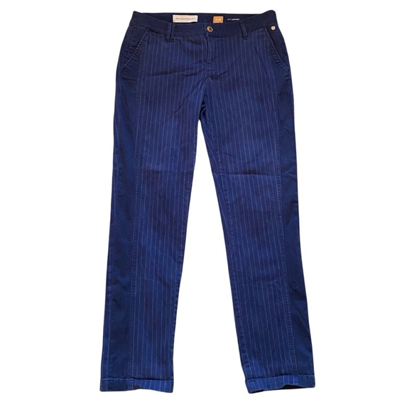 Anthropologie Pilcro Fit Hyphen Pants Size 29‎ Striped Blue Trouser Straight - Picture 1 of 11